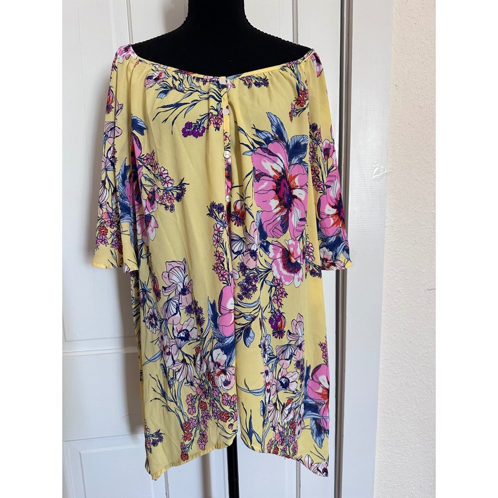 The Pioneer Woman Yellow Floral Off Shoulder Tunic Top XXXL 912P8856PW